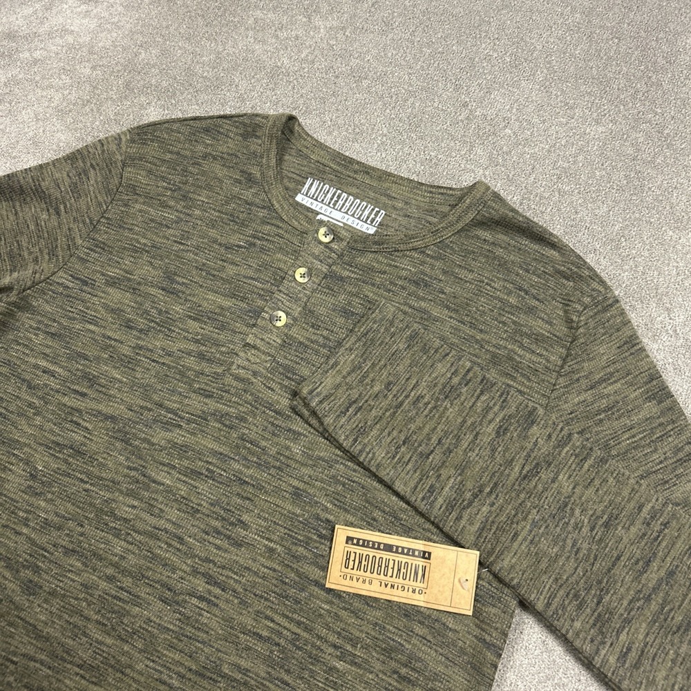 NEW Knickerbocker Shirt Mens Medium Long Sleeve Thermal Henley Stretch